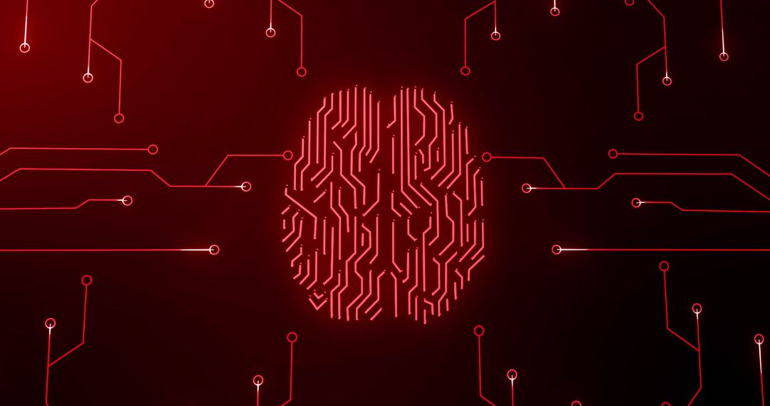 Futuristic Digital Brain with Glowing Circuitry