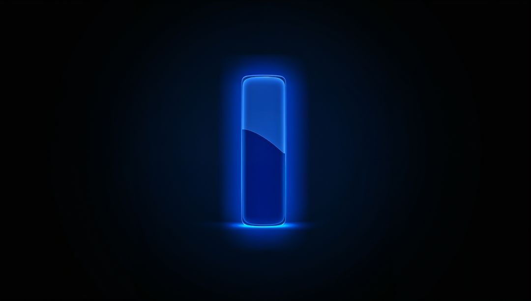 Glowing Neon Blue Battery Level Indicator with Minimalist Rounded Design and Futuristic UI