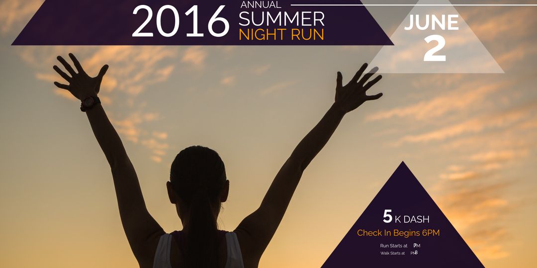 Silhouette of athlete celebrating at summer run event