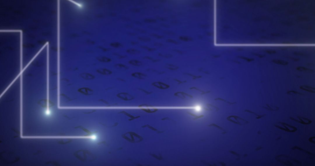 Abstract Digital Interface with White Lines on Dark Blue Background