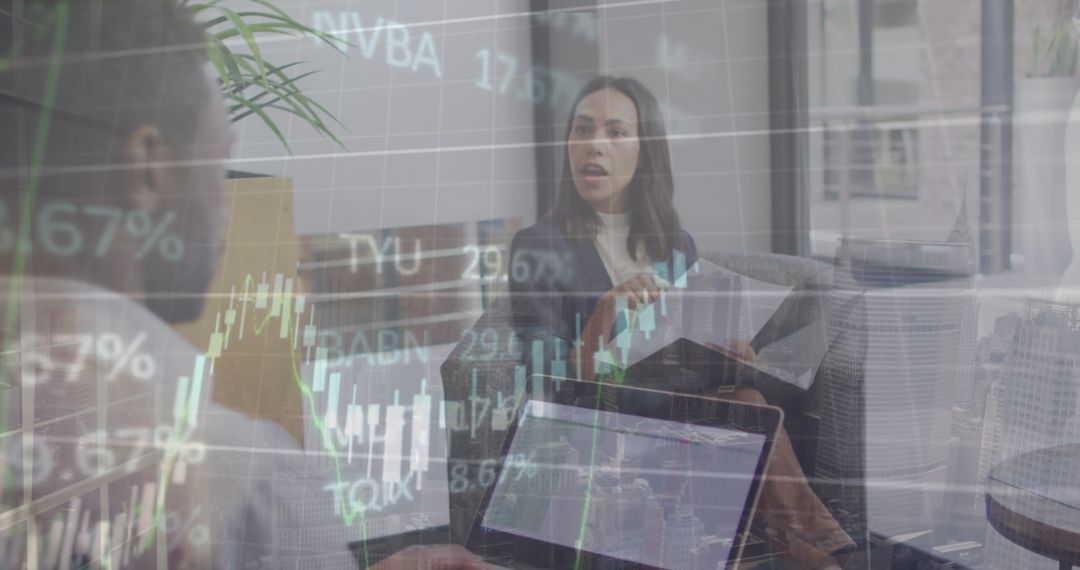 Financial Networking Diverse Business Meeting with Data Overlay