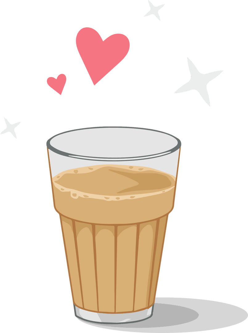 Chai Latte Love Transparent Background with Hearts and Sparkles