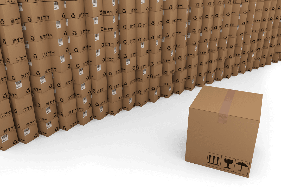 Abundant Stacks of Cardboard Boxes on Transparent Background