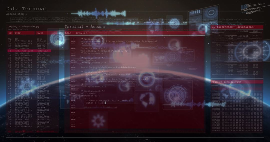 Futuristic Digital Interface with Cyber Code Streams