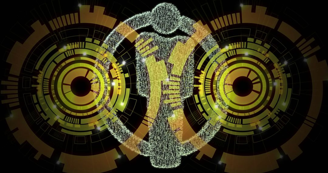 Futuristic Icon Amidst Digital Data with Scanning Interfaces