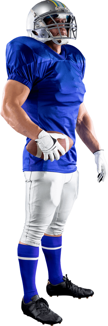 Transparent Athlete with Football Ready for the Game Highlight Blue