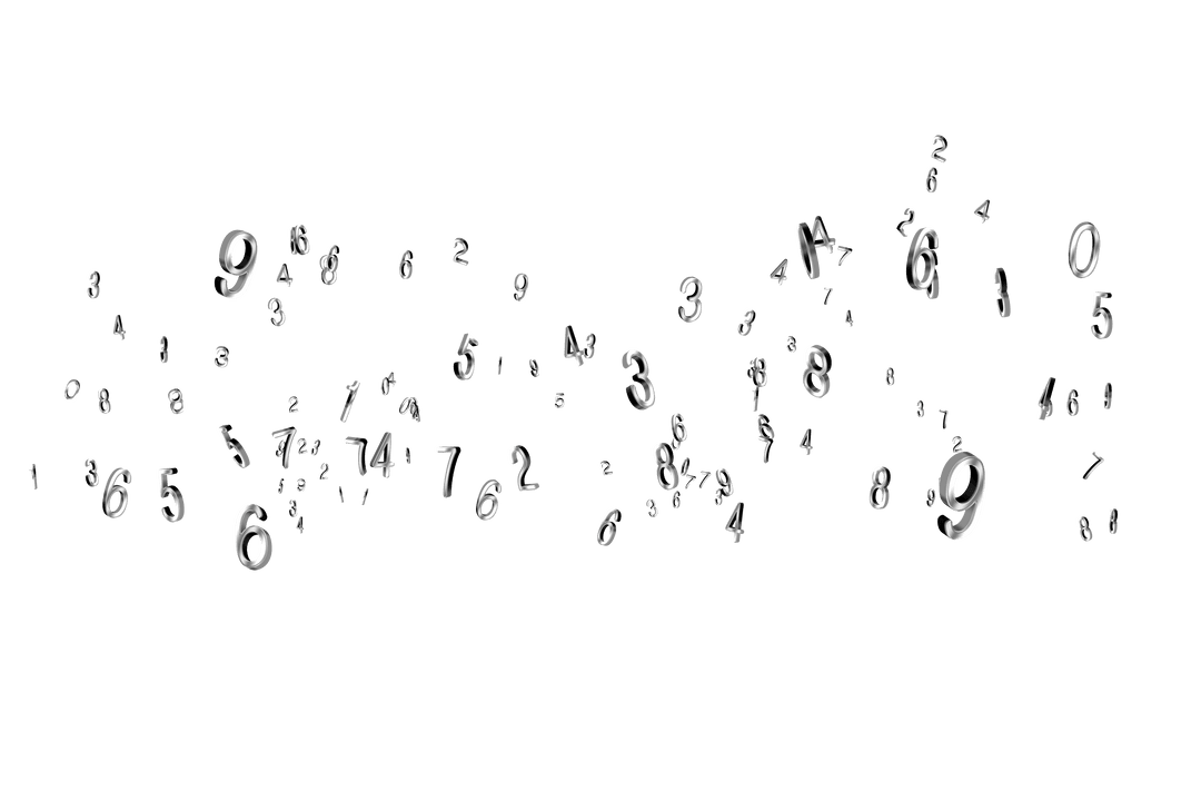 Floating Numbers on Transparent Background for Education and Design