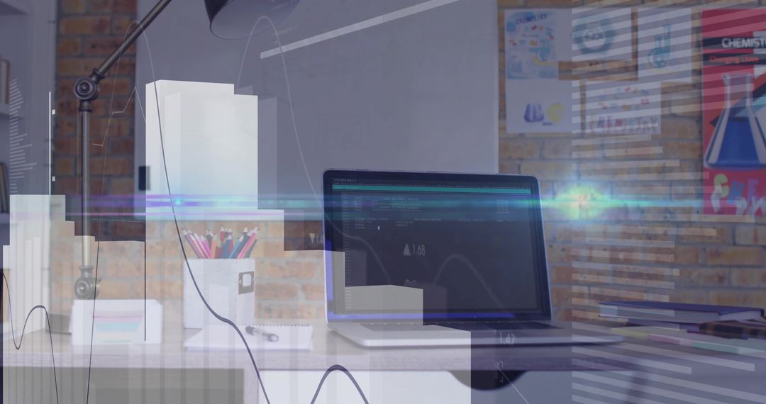 Tech Savvy Home Office Setup with Laptop and Decor