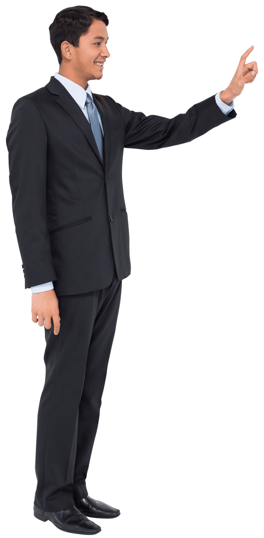 Caucasian Businessman Pointing Forward Transparent Background
