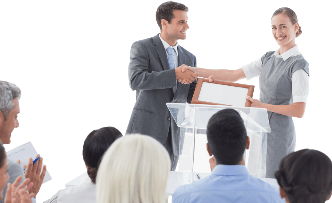 Transparent Award Presentation in Meeting Room