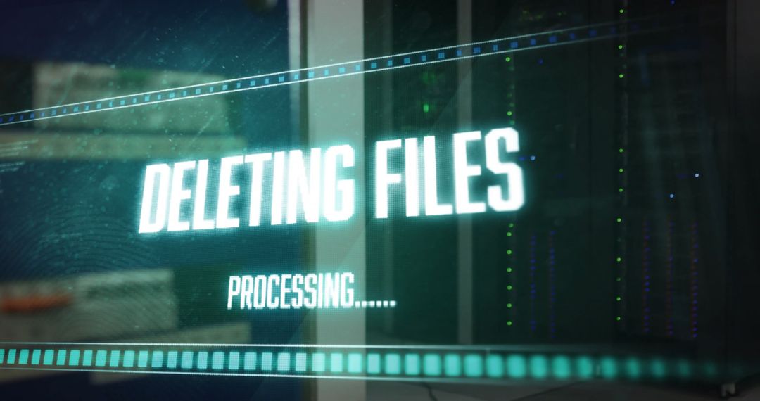 Digital File Deletion Screen in Modern Server Room