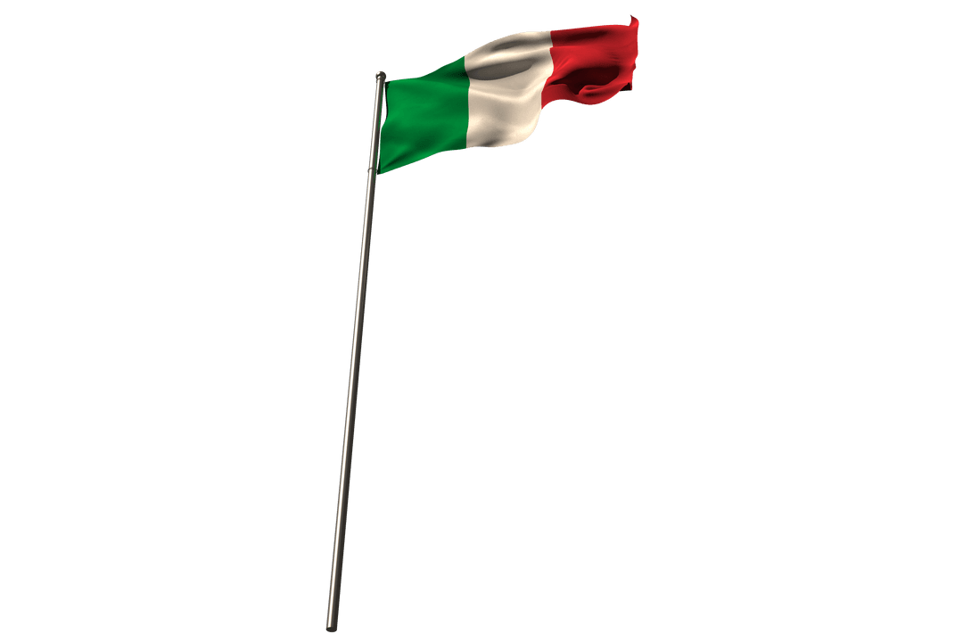 Dynamic Italian Flag on Transparent Background