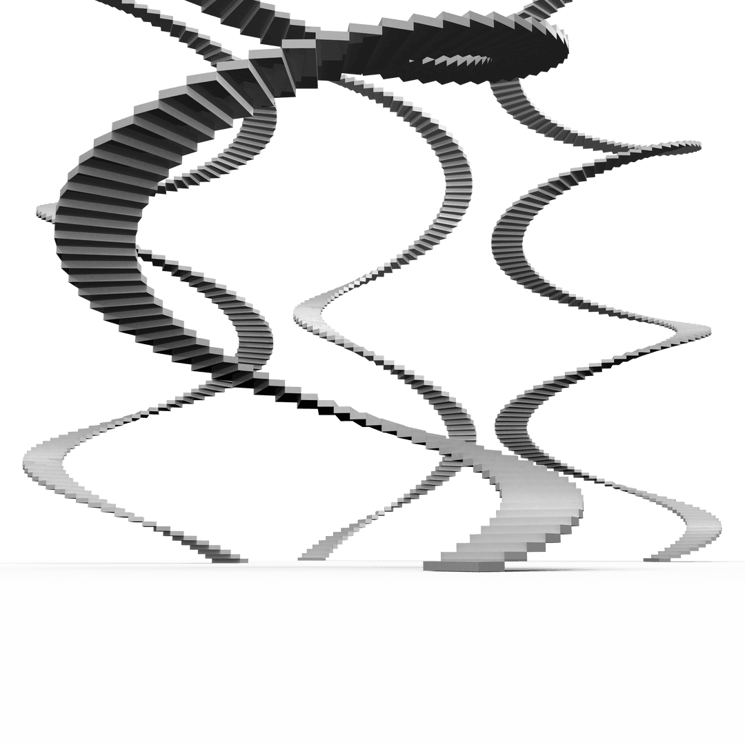 Abstract Spiral Staircase Design on Transparent Background