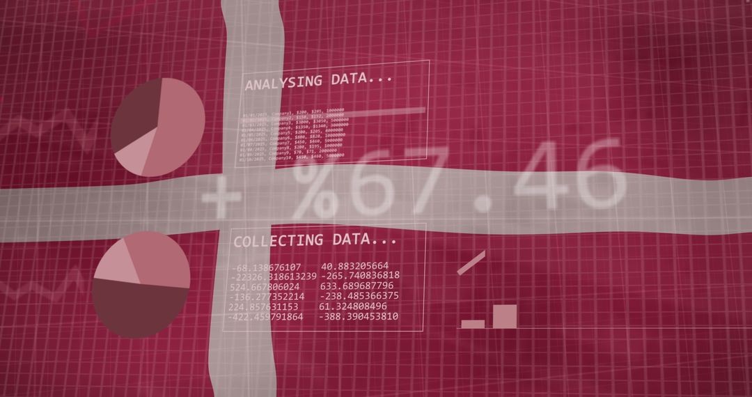 Digital Data Analysis Overlay on Waving Danish Flag
