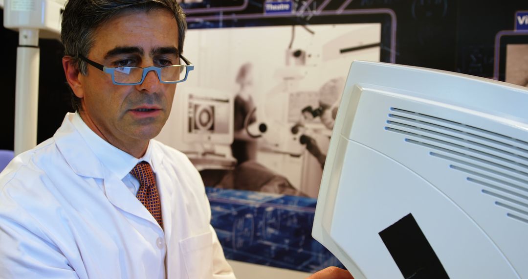 Medical Professional Analyzing Results on Equipment - Free Images, Stock Photos and Pictures on Pikwizard.com