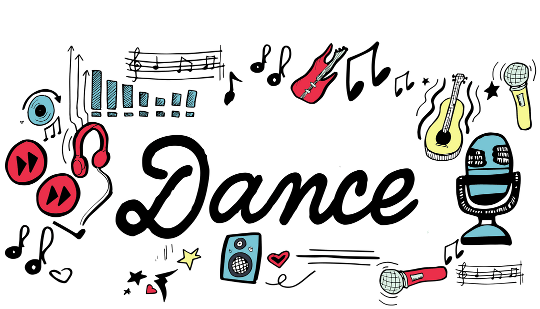 Music and Dance Icons on Transparent Background Vector Illustration