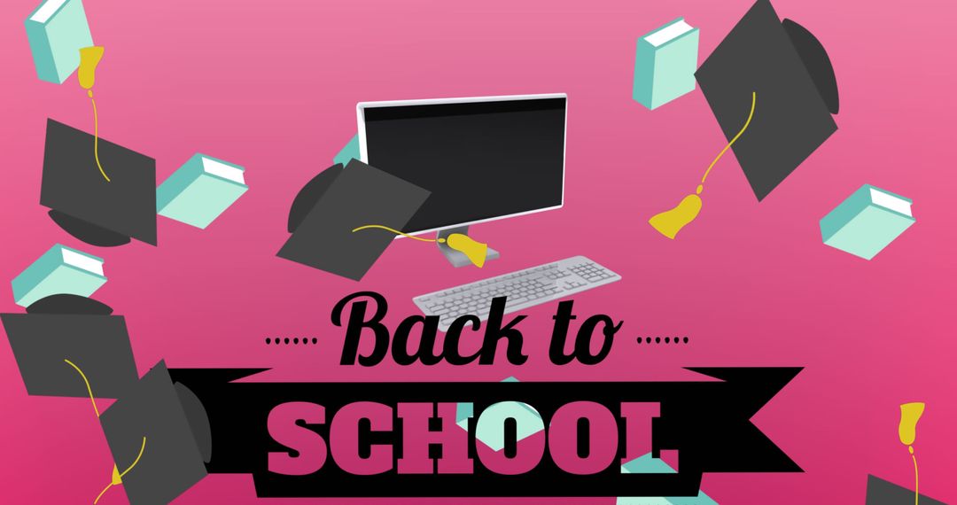 Back to School Concept with Books and Graduation Hats