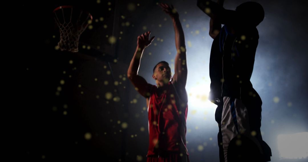 Dramatic Basketball Game in Action Against a Luminous Backdrop