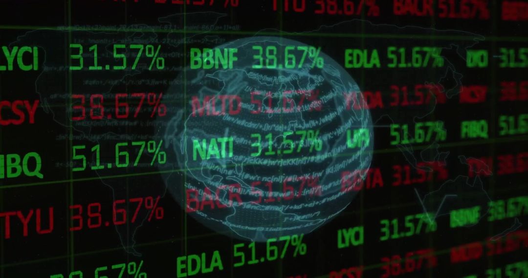 Digital Financial Data Globe with Stock Market Information