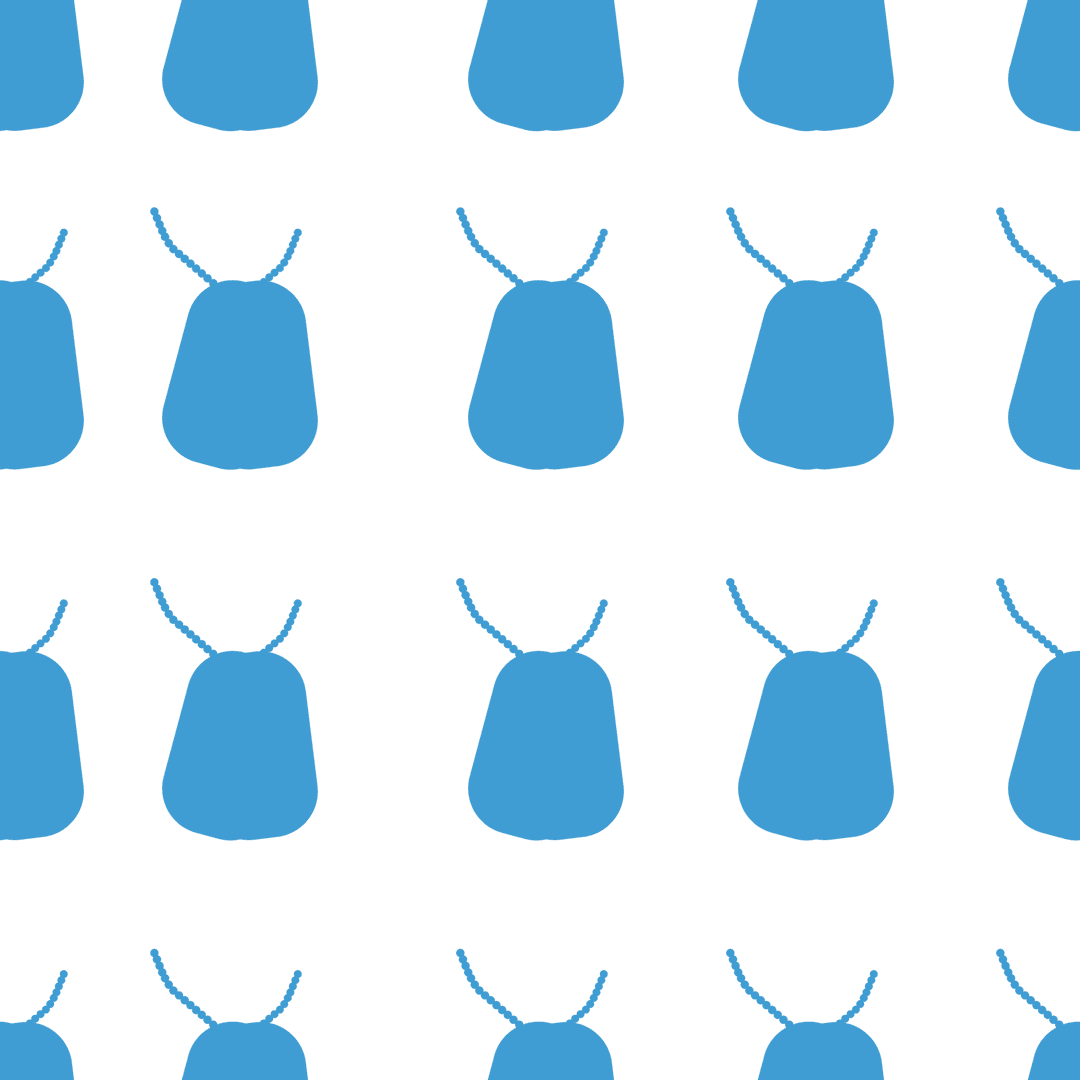 Seamless blue pattern with insect-like shape on transparent background
