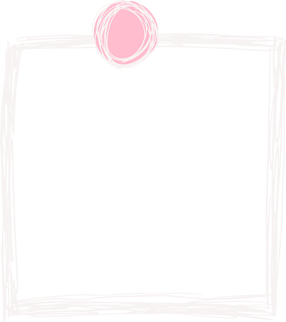 Hand-Drawn Square Frame with Pink Circle on Transparent Background