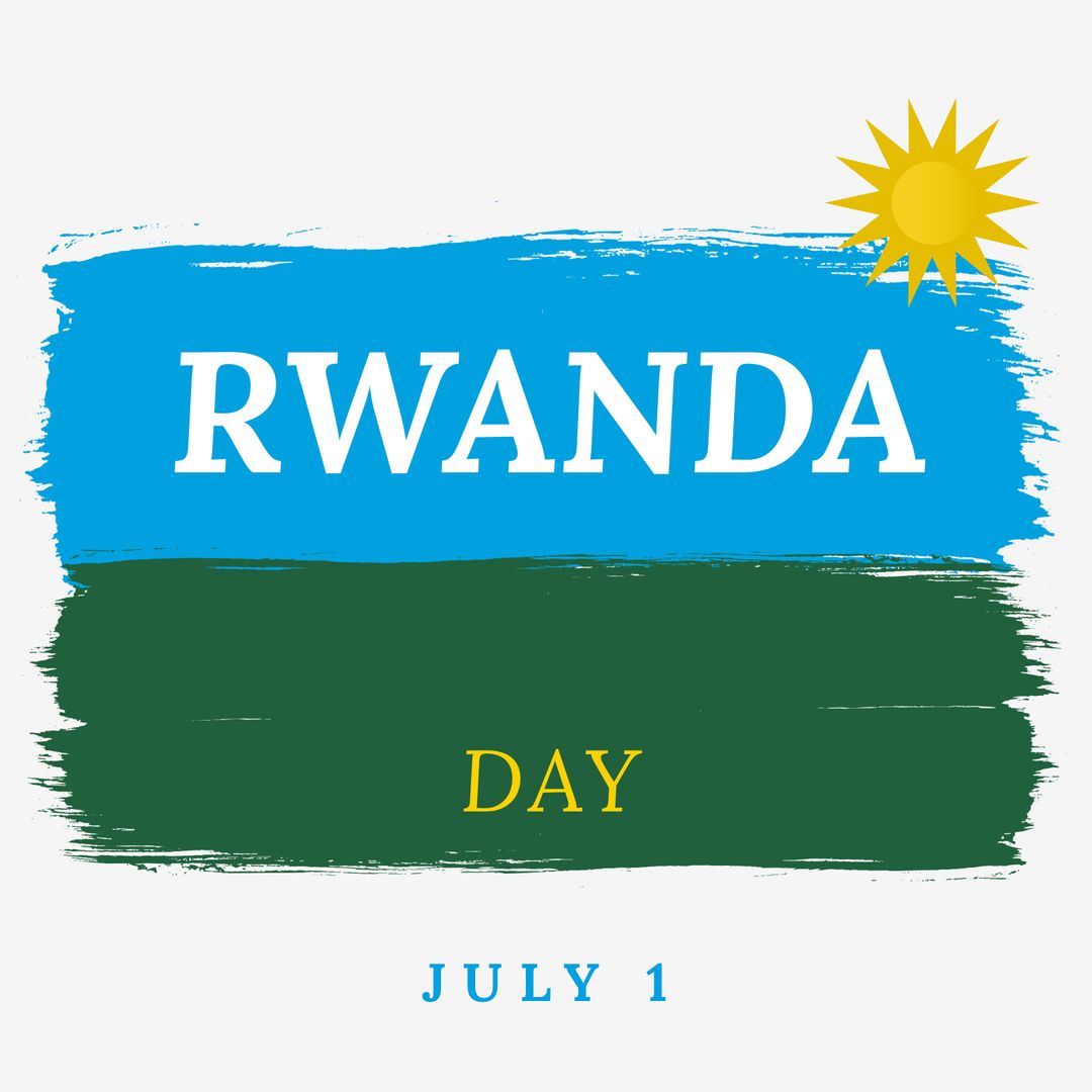 Rwanda Day Celebration Design with Text and Sun Icon