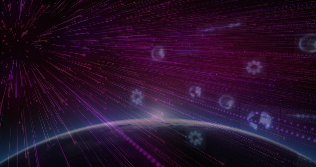 Futuristic Data Light Trails over Global Technology