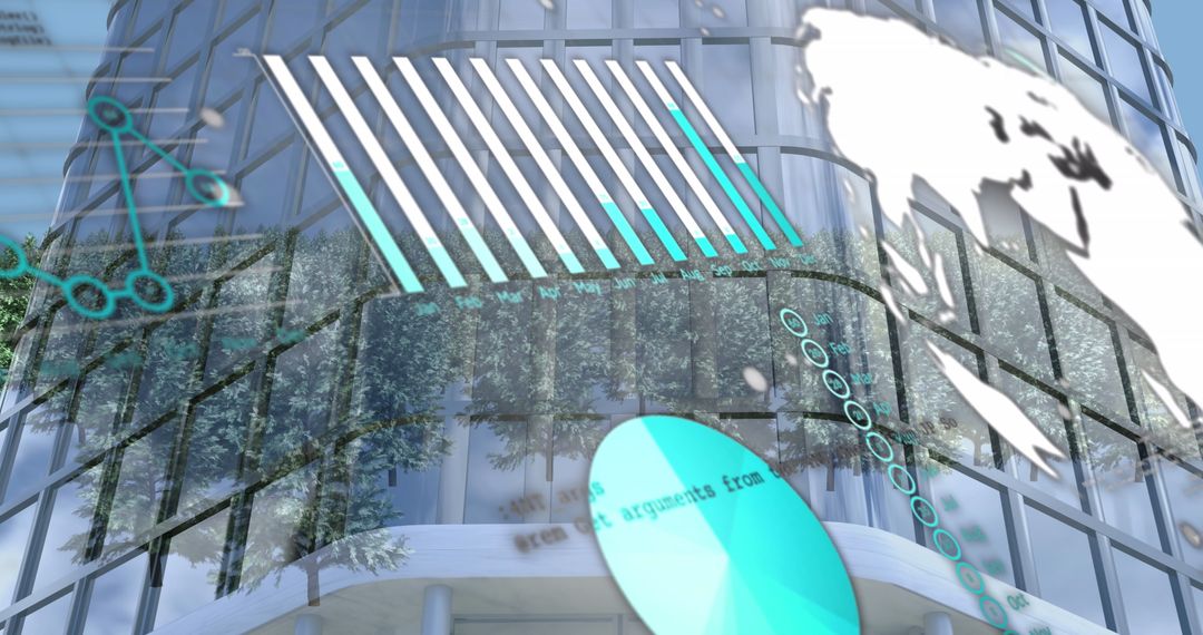 Futuristic Financial Data Visualization on Modern Skyscraper