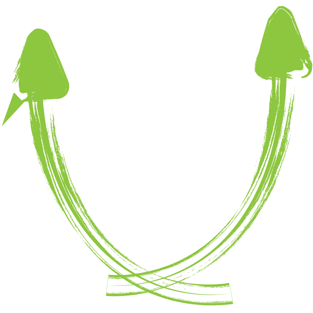 Green Curved Arrows with Transparent Background for Infographics