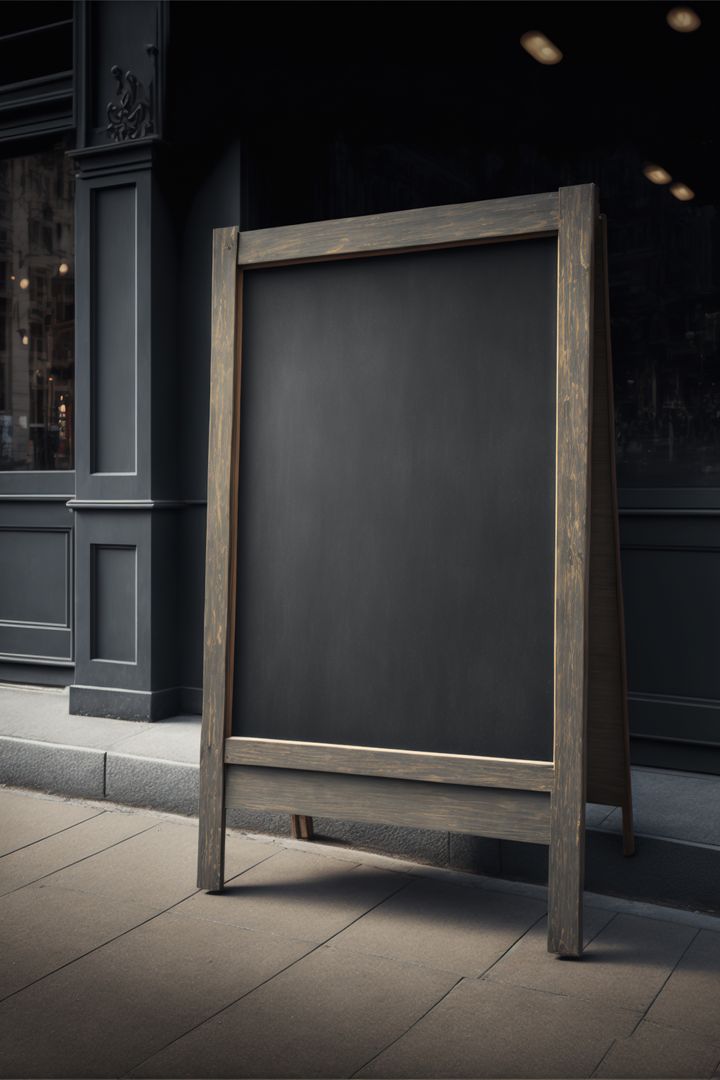 Image of wooden chalkboard outside store with copy space, created using generative ai technology - Free Images, Stock Photos and Pictures on Pikwizard.com