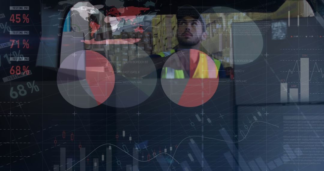 Data Processing Concept with Delivery Man and Global Statistics