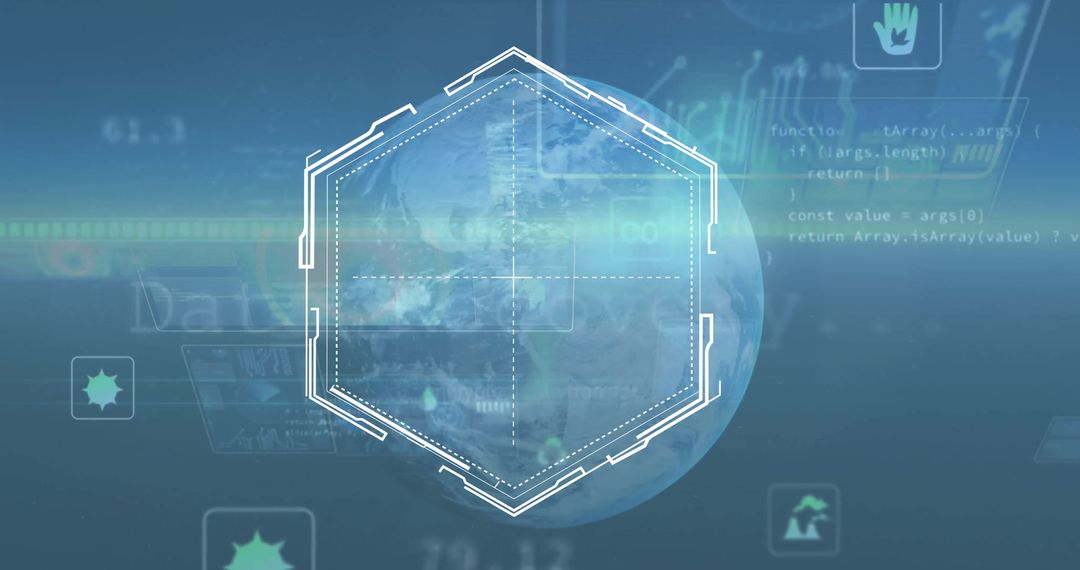 Hexagonal Digital Interface with Global Data Visualization