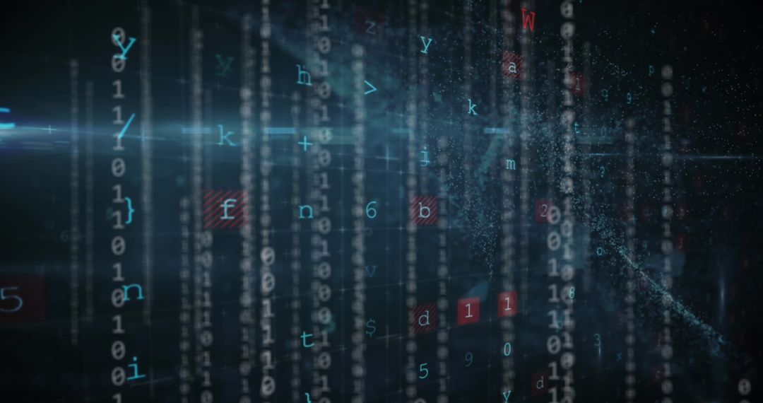 Futuristic Digital Security Illustrations with Code Matrix