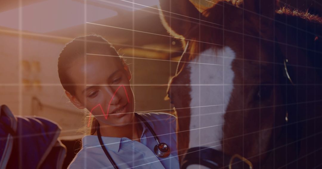 Veterinarian Monitoring Horse Health with Stethoscope