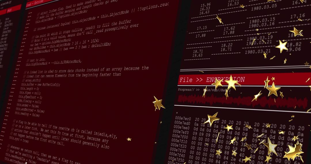 Data Encryption Terminal with Progress Bar and Stars Overlay