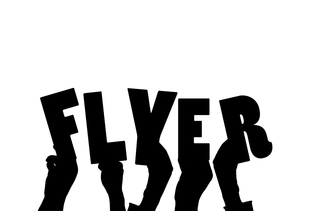 Transparent Digital Illustration of Hands Holding Flyers