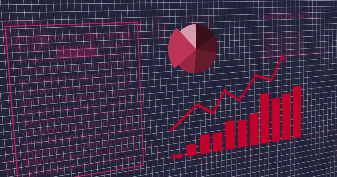Futuristic data visualization grid with chart and graph