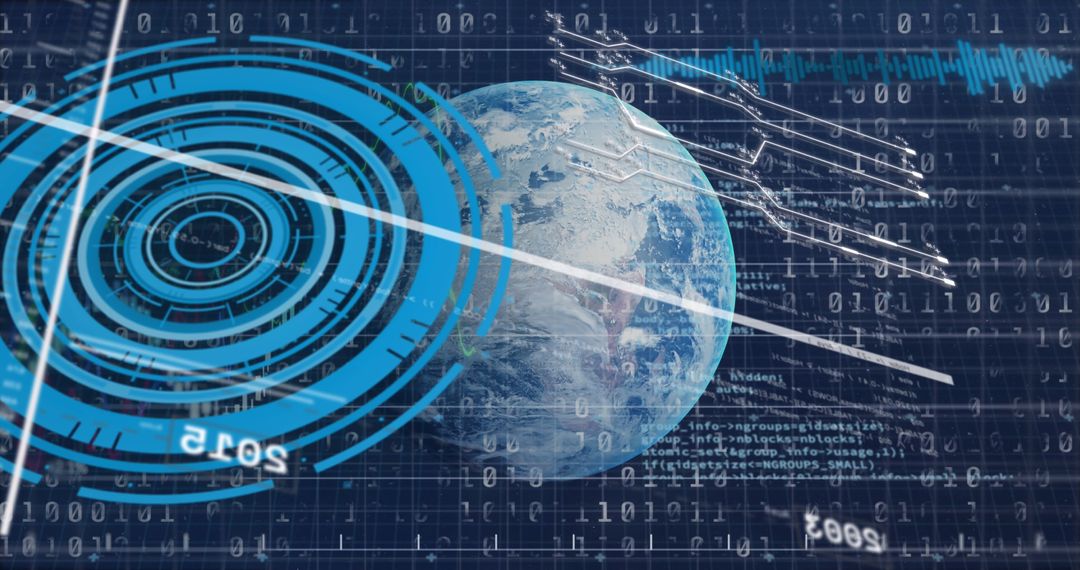 Digital Data Over Earth, Futuristic Global Business Interface