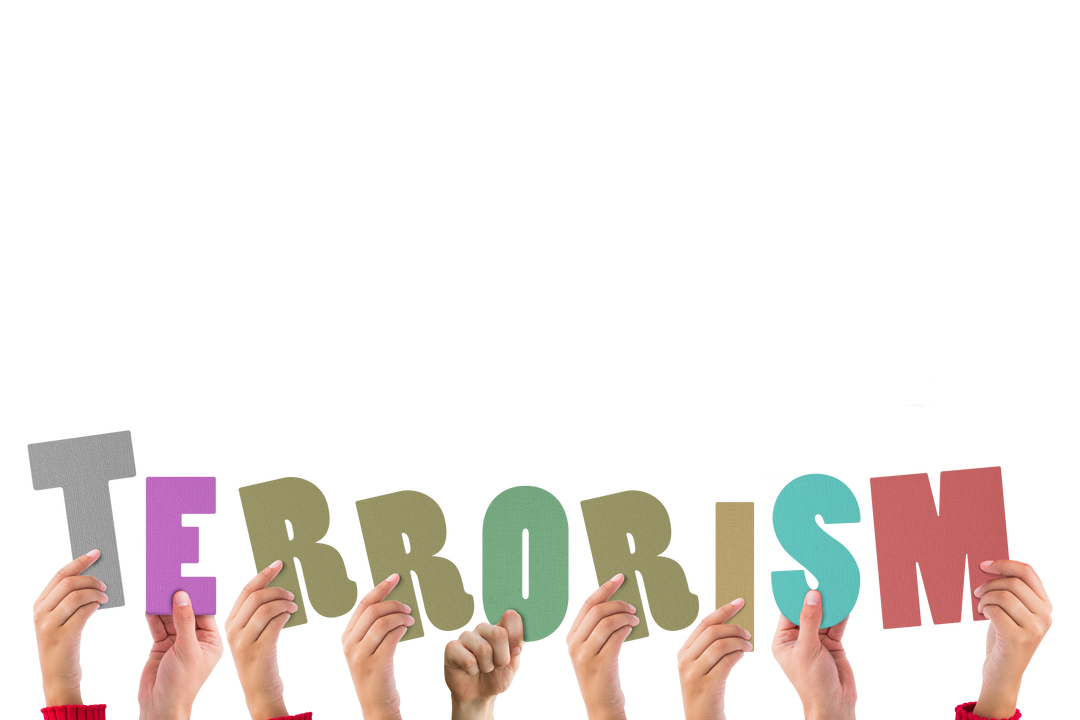 Hands Holding Terrorism Sign Text on Transparent Background - Download Free Stock Images Pikwizard.com