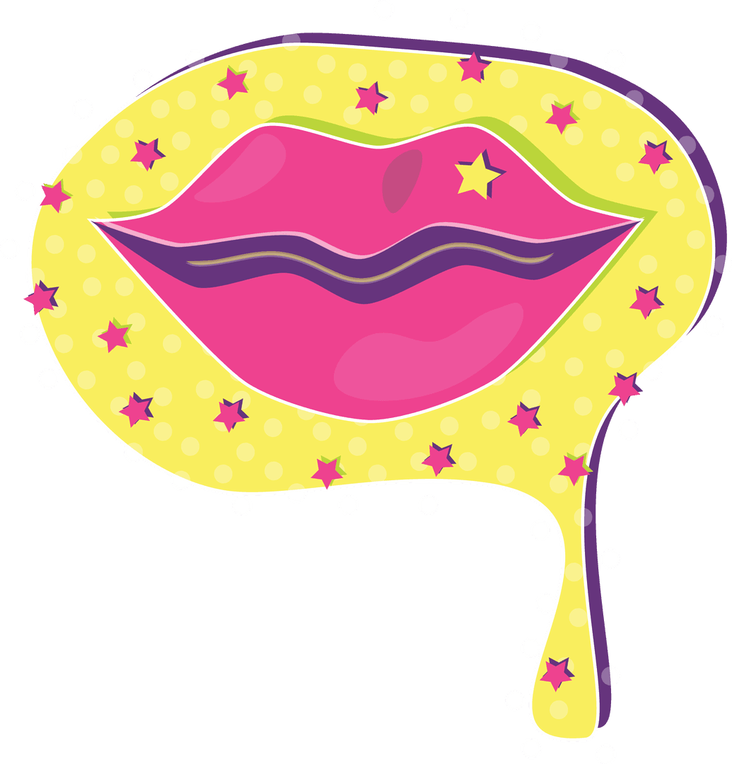 Colorful Speech Bubble with Lips on Transparent Background