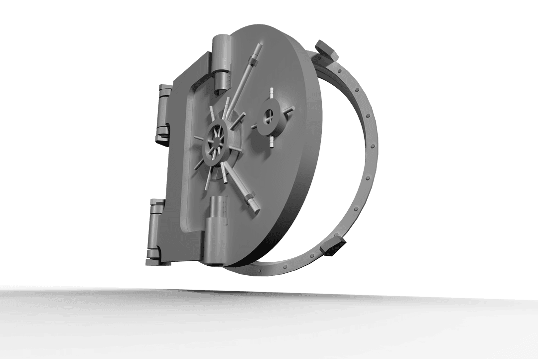 Digital Safe Door Illustration on Transparent Background