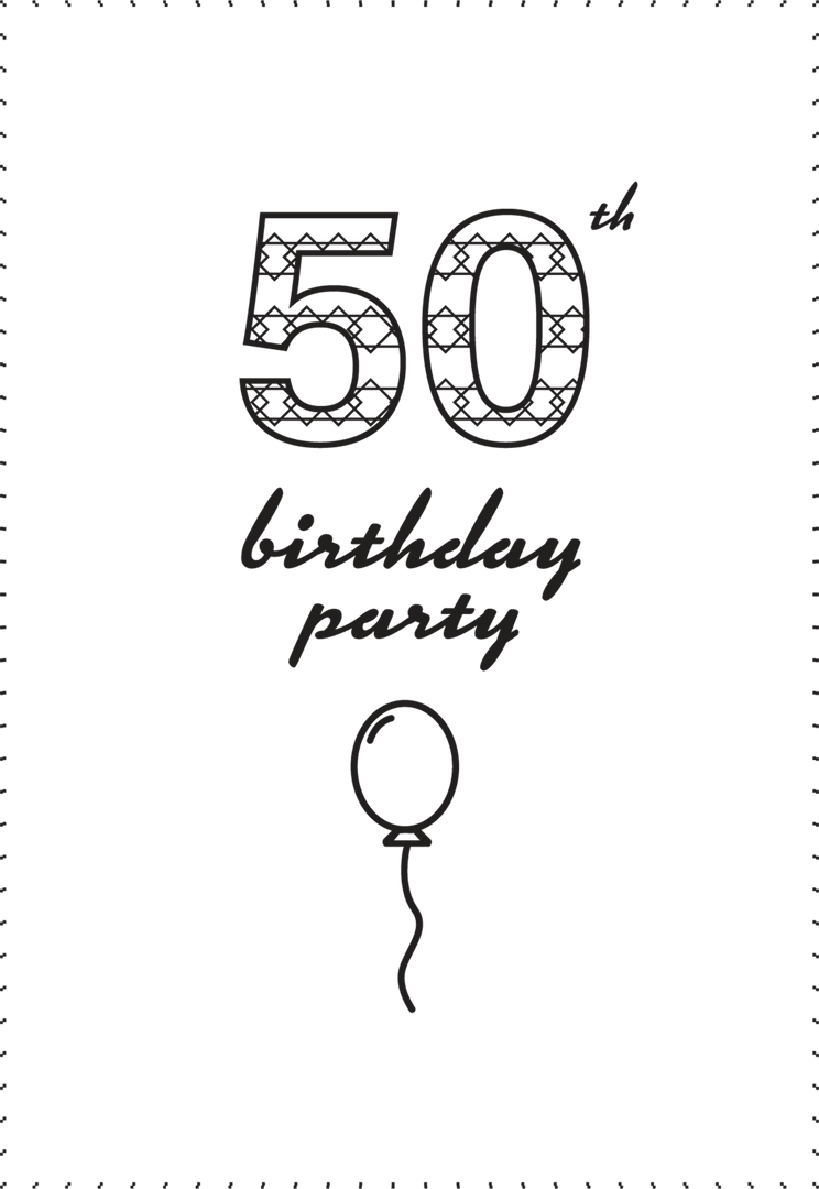 Transparent Digital Illustration of 50th Birthday Card with Patterned Numbers - Download Free Stock Images Pikwizard.com