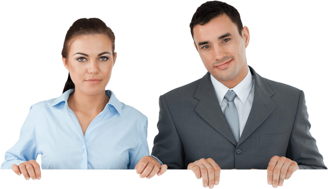 Caucasian Business People Smiling on Transparent Background