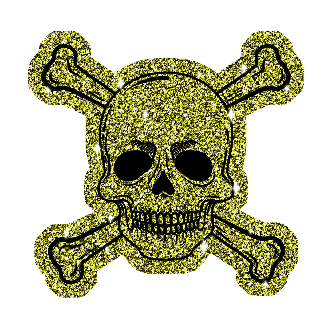 Floating Transparent Gold Glitter Skull Decor Art