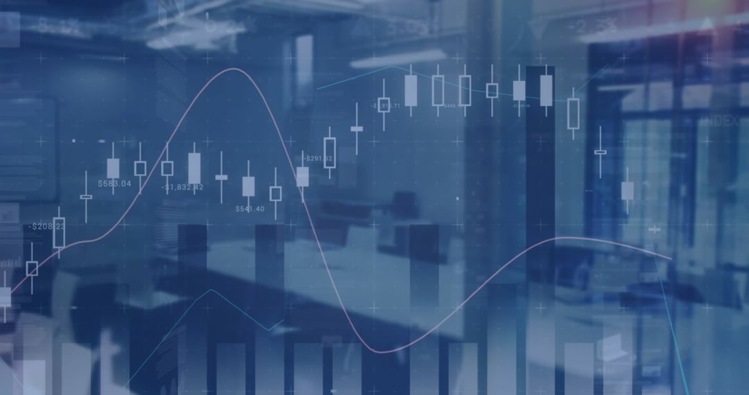 Digital Composite of Financial Graphs in Modern Conference Room