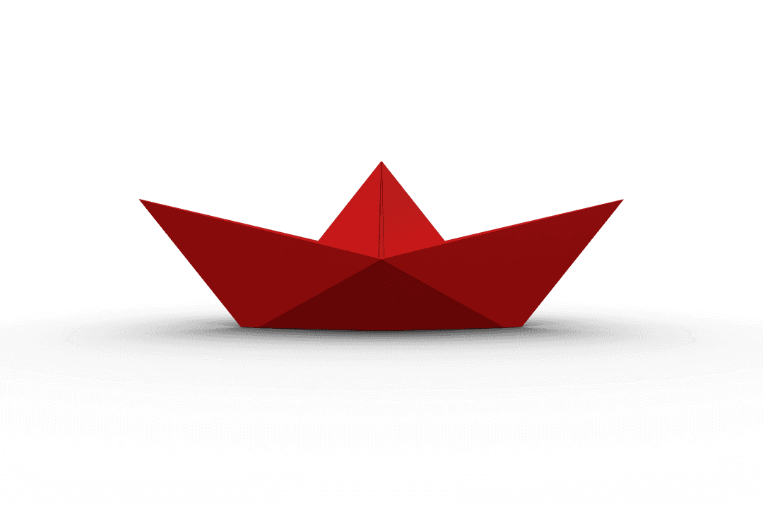 Red Transparent Origami Paper Boat Floating