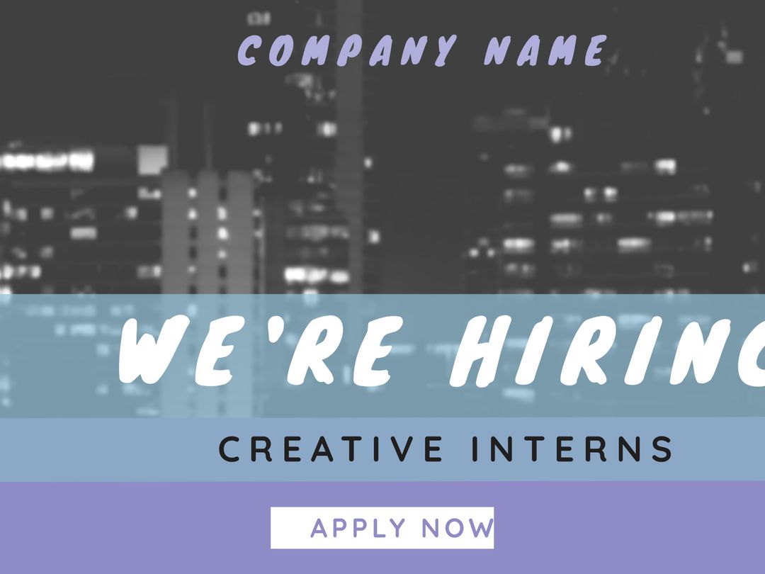 Now Hiring Creative Interns Recruitment Announcement Urban Cityscape - Download Free Stock Templates Pikwizard.com