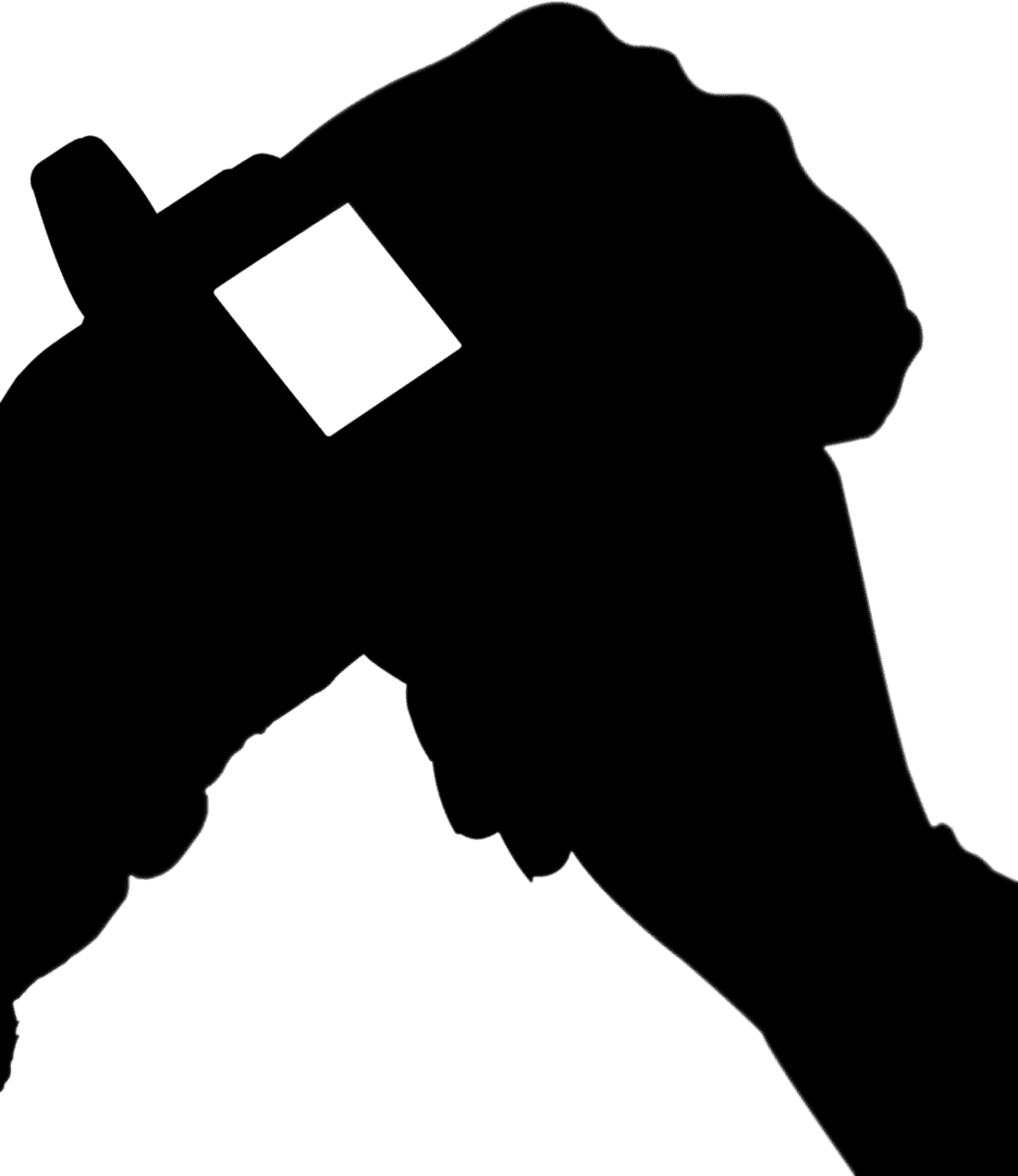 Silhouette of Hands with Smartwatch on Transparent Background