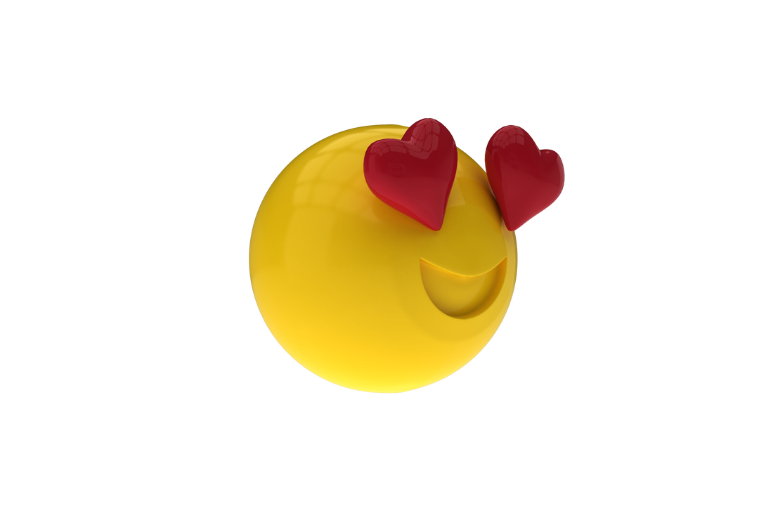 3D Smiling Emoticon with Heart-shaped Eyes on Transparent Background - Download Free Stock Images Pikwizard.com