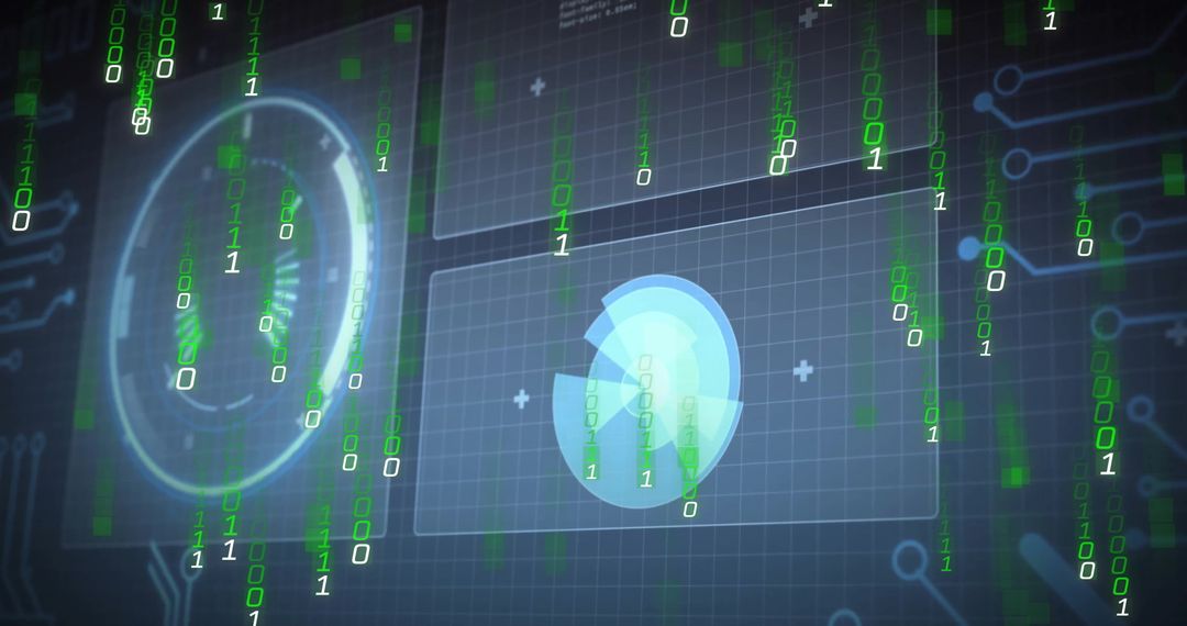Futuristic HUD Interface with Binary Code Streams - Free Images, Stock Photos and Pictures on Pikwizard.com
